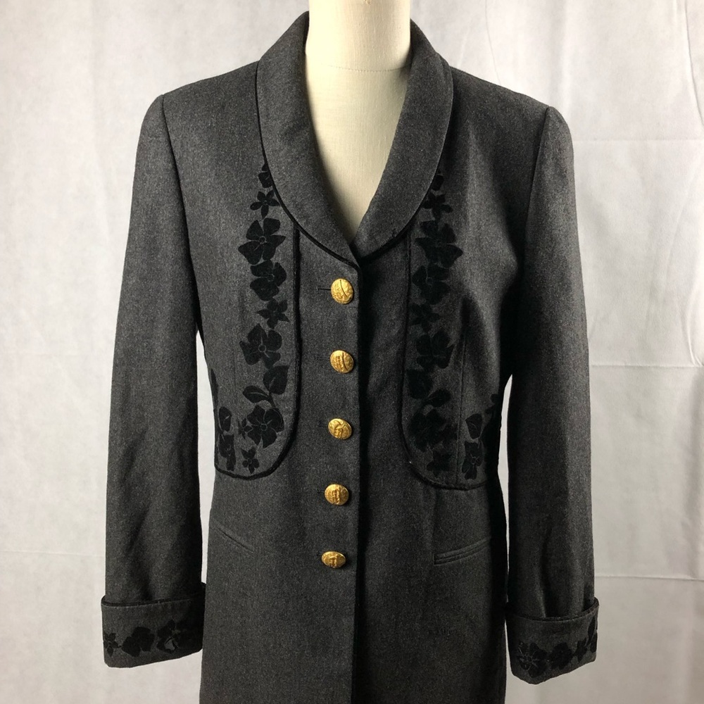 Vintage Louis Feraud Wool Floral Riding Jacket